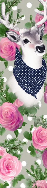 Free printable Christmas bookmarks of a reindeer wearing a blue scarf